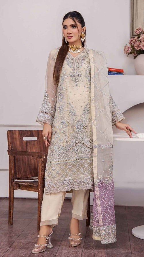 Gulshan By ZA Clothes Stitched Embroidered Organza Collection (GPKS 01-L)